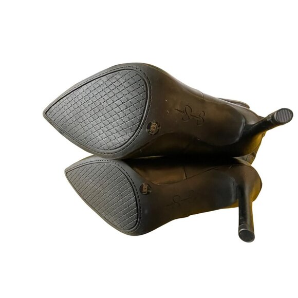 Black Faux Leather Knee-High Stiletto Heel Boots Size 8.5 Jessica Simpson - Picture 5 of 7